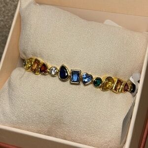 NWT Camila Coelho Gemstone Jewel Bejeweled Multicolor Rainbow Gold Bracelet